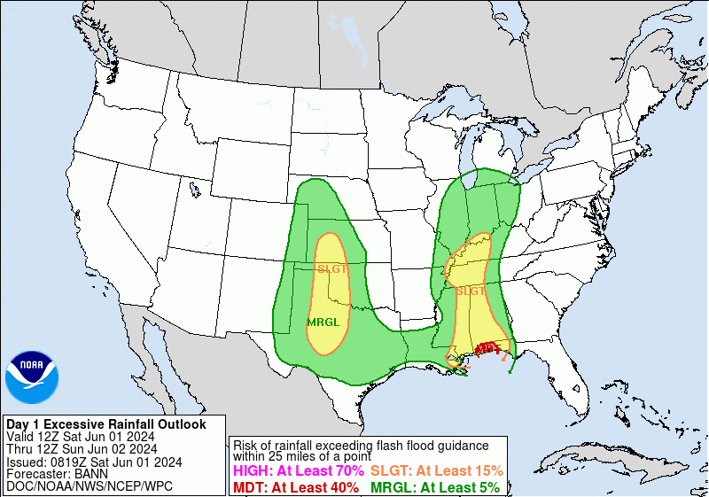 United States Day 1 Excessive Rainfall Outlook