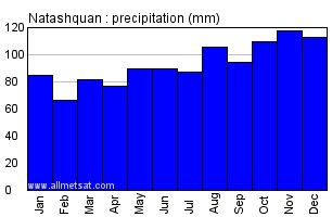 Natashquan Quebec Canada Annual Precipitation Graph