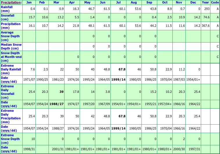 Daily Rainfall Chart