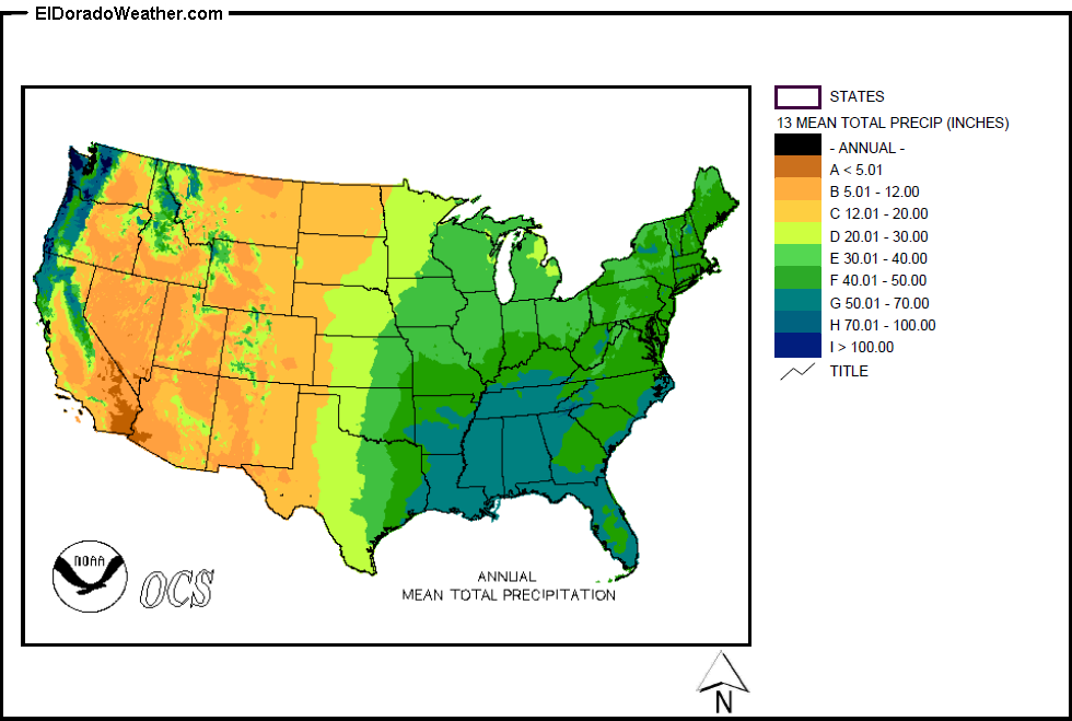 California Annual Rainfall Chart