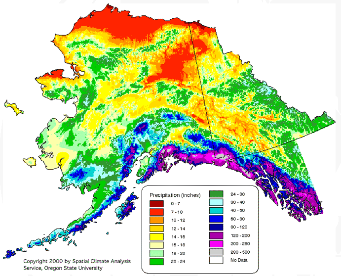 The State of California Yearly Average Precipitation