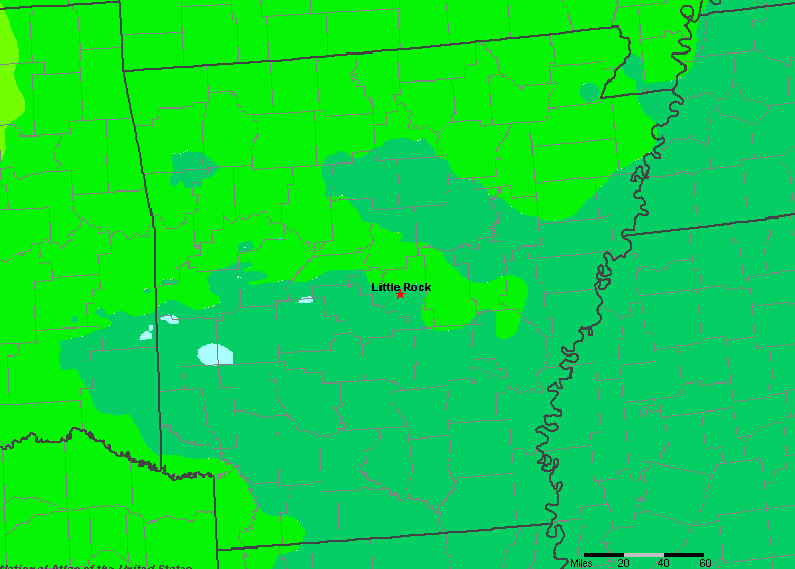 The State of Arkansas Yearly Average Precipitation