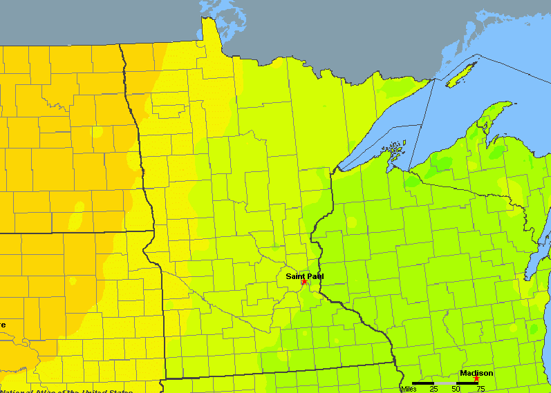 Minnesota, United States Average Annual Yearly Climate for Rainfall