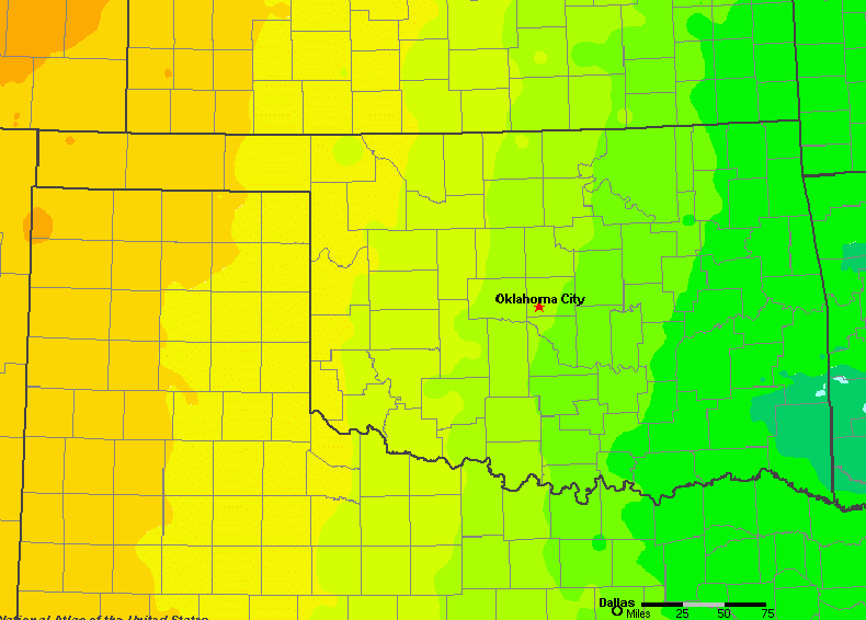 The State of Oklahoma Yearly Average Precipitation