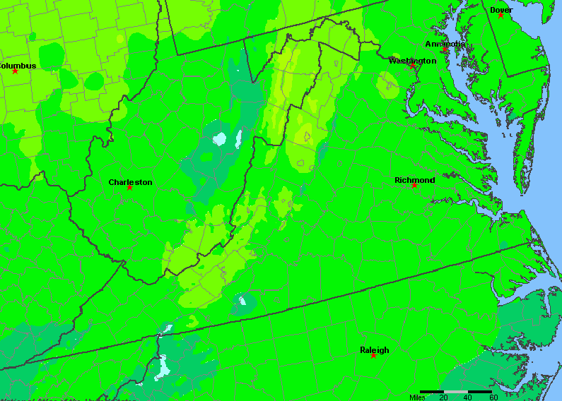 The State of Virginia Yearly Average Precipitation