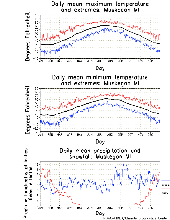 Muskegon, Michigan Annual Temperature Graph