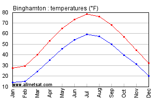 Binghamton New York Annual Temperature Graph