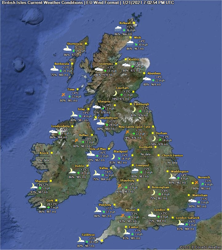 Current United Kingdom - British Isles Weather Conditions