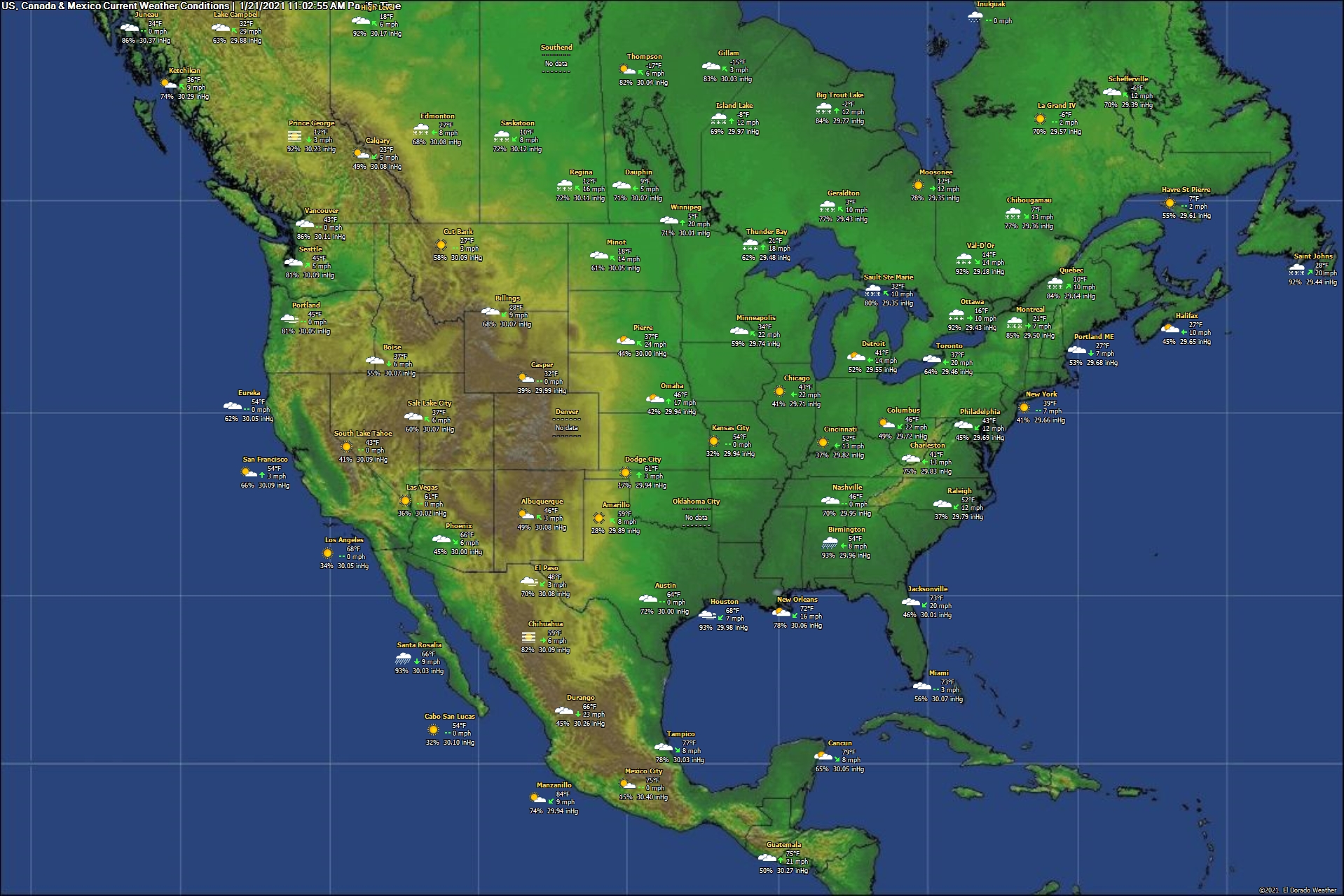 United States, Canada & Mexico Current Weather Conditions1918 x 1279