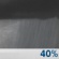 Saturday Night: A chance of showers and thunderstorms.  Mostly cloudy, with a low around 40. North wind around 6 mph becoming calm  in the evening.  Chance of precipitation is 40%.