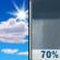 Sunday: Showers likely and possibly a thunderstorm after noon.  Increasing clouds, with a high near 84. West wind around 7 mph.  Chance of precipitation is 70%.
