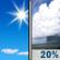 Monday: Isolated showers after noon.  Mostly sunny, with a high near 73. Northeast wind 5 to 8 mph.  Chance of precipitation is 20%.