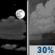 Wednesday Night: A 30 percent chance of showers and thunderstorms after midnight.  Partly cloudy, with a low around 35.
