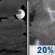 Tonight: A slight chance of showers and thunderstorms between midnight and 4am.  Mostly cloudy, with a low around 72. Light south wind.  Chance of precipitation is 20%.