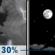 Tonight: A 30 percent chance of showers and thunderstorms before midnight.  Partly cloudy, with a low around 65. West wind 5 to 11 mph becoming east after midnight. Winds could gust as high as 17 mph. 