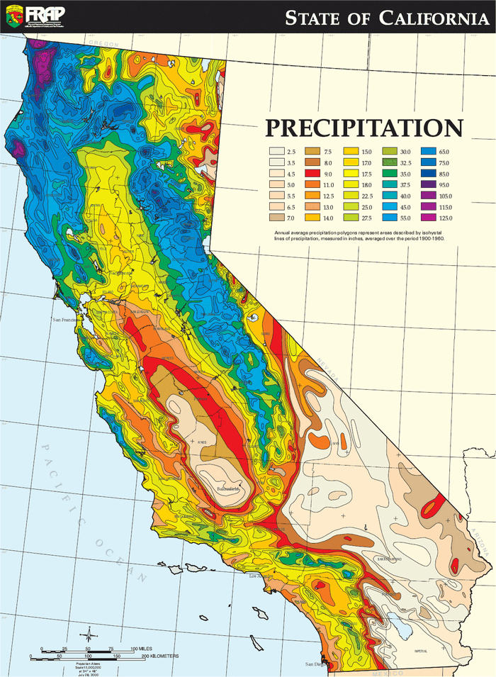 California Annual Rainfall Chart