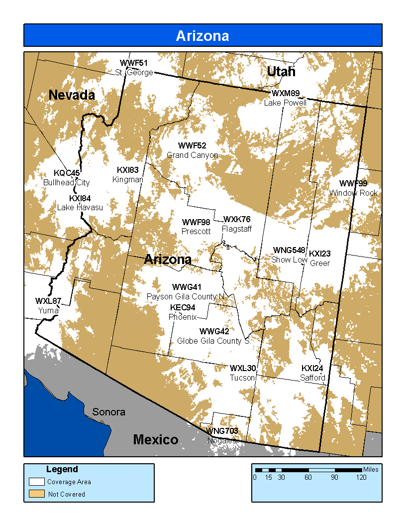 Arizona Weather Radio Coverage Map