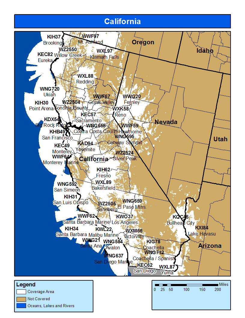 California Weather Radio Coverage Map