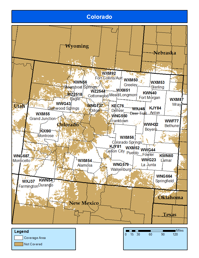 Colorado Weather Radio Coverage Map