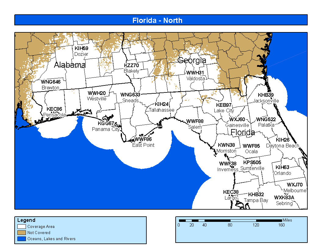 Florida North Weather Radio Coverage Map