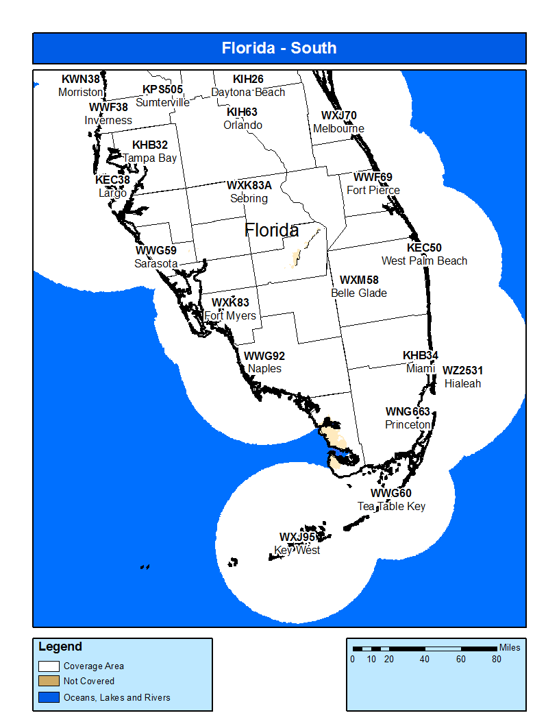 Florida South Weather Radio Coverage Map