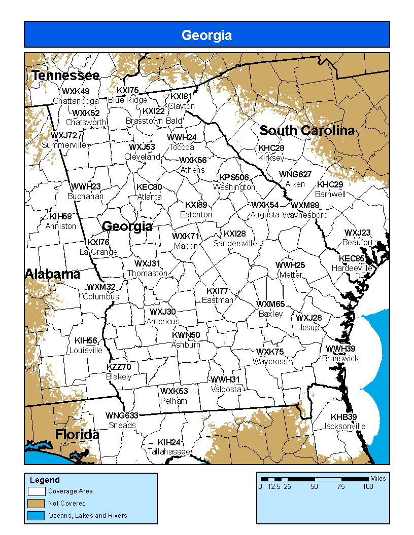 Georgia Weather Radio Coverage Map