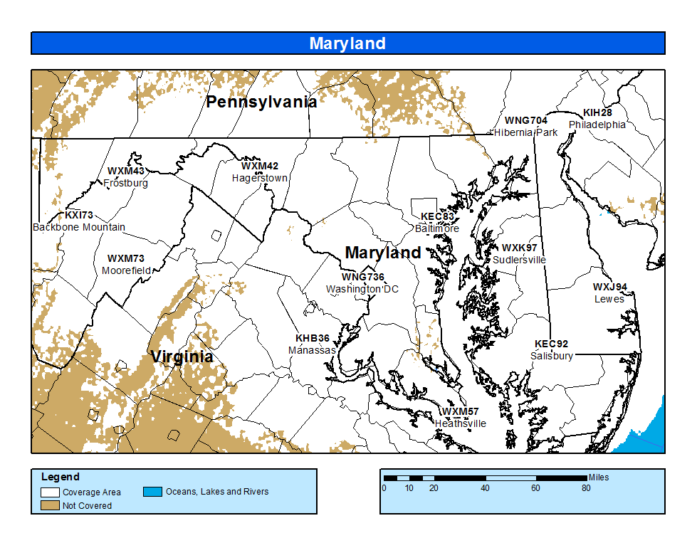 Maryland Weather Radio Coverage Map