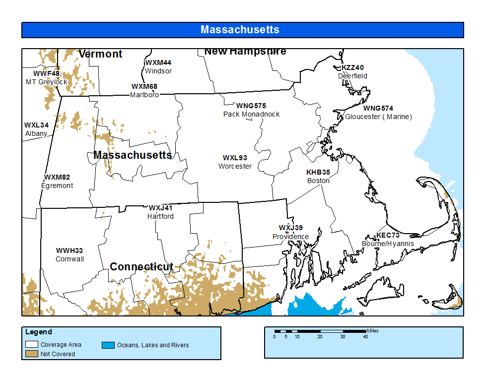 Massachusetts Weather Radio Coverage Map
