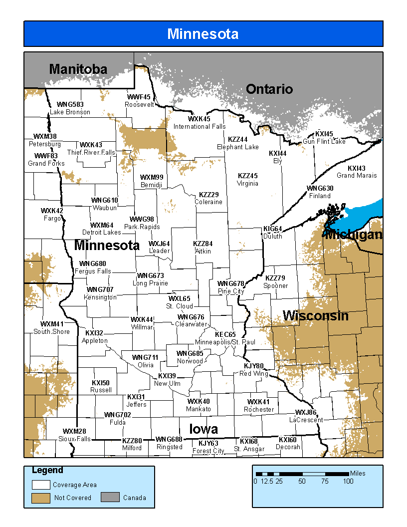 Minnesota Weather Radio Coverage Map