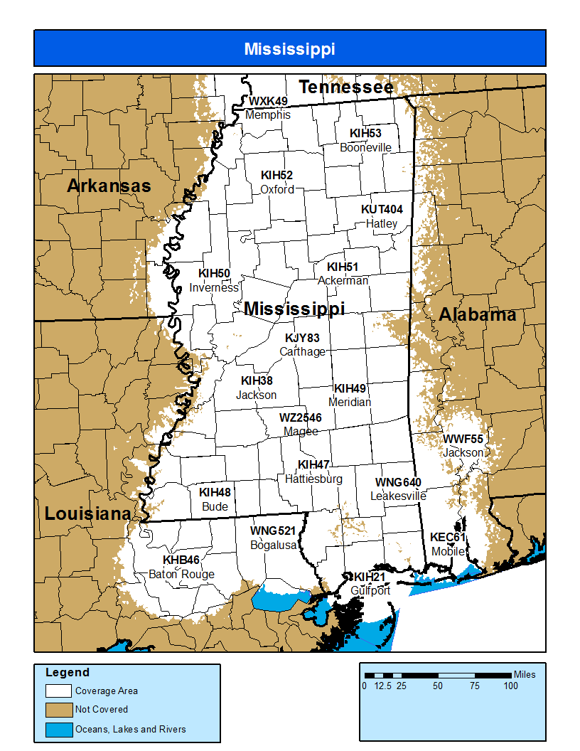 Mississippi Weather Radio Coverage Map