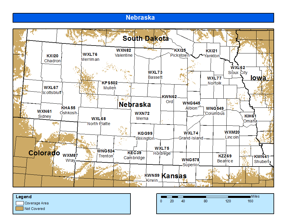 Nebraska Weather Radio Coverage Map