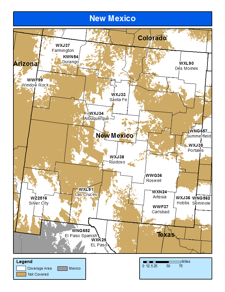 New Mexico Weather Radio Coverage Map