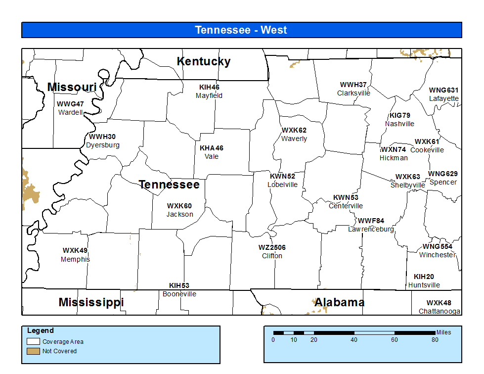 Tennessee Weather Radio Coverage Map