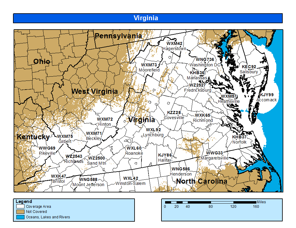 Virginia Weather Radio Coverage Map