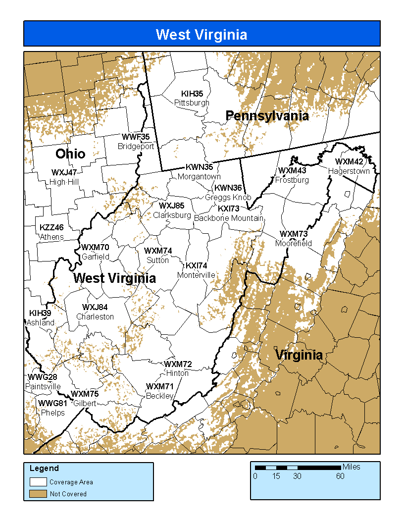 West Virginia Weather Radio Coverage Map